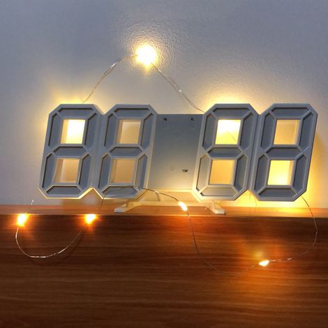 Horloge murale LED 3D avec affichage de la date et de la température, alarme numérique pour la maison, le salon, le bureau ou l'entrepôt (1/4)