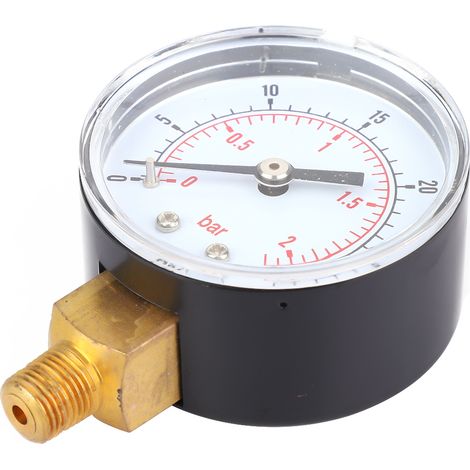 Manometer 50mm Zifferblatt 1/8 BSPT Bodenanschluss für Luft Wasser Öl Gas (0-30PSI 0-2Bar) (1/5)