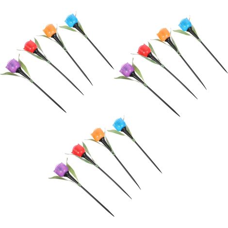 12pièces Lampes De Jardin Led Solaire Forme De Tulipe Éclairage Décoratif (1/5)