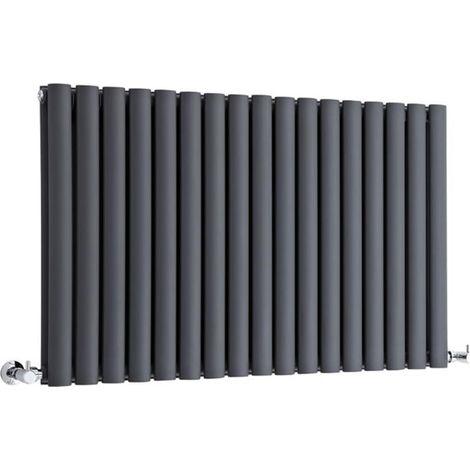 Milano Aruba Anthracite Horizontal Double Oval Panel Radiator - 635mm x 1000mm (1/5)