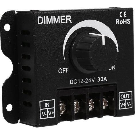 Dimmerschalter mit großem Regelbereich, Ein-/Ausschalter mit schwarzem Aluminiumgehäuse, max. 30 A Dimmer, Schaltregler für einfarbige LED-Streifen (DC1224V) (1/5)