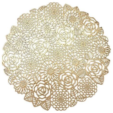 FLITI 4er-Set Tischsets, runde Tischsets in Roségold für Esszimmer und Küche, waschbare Tischsets (Gold, L-Stil, 38 cm)