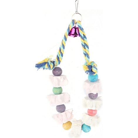 Jouet de balançoire molaire en pierre minérale, bloc de nœuds d'oiseaux, jouets à mâcher, perroquet coloré pour cacatoès, perruche, perruche, calopsitte (1/5)