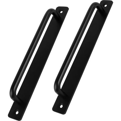1 piece door handle, 180 mm, matt black decorative two-hole handle made of aluminum alloy (1/4)