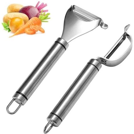 Éplucheur de légumes - Acier Inoxydable - Multifonctionnel - 2 pcs - Design Contemporain - Antidérapant (1/4)