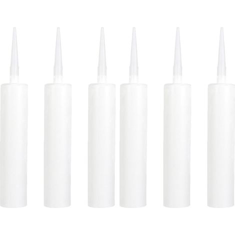 6 Pcs Cartouche Silicone Vide 300ml - Tube de Mastic Vide avec Piston Anti-Fuite - Cartouche pour Pistolet Silicone, Époxy, Coulis de Carrelage et Scellant - Buse Ajustable Découpable (1/5)
