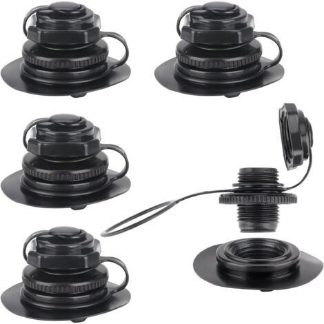 4 Stück Luftventile für Schlauchboote, schwarze Ersatzventilkappen für Schlauchboote, aufblasbare Pools und Whirlpools