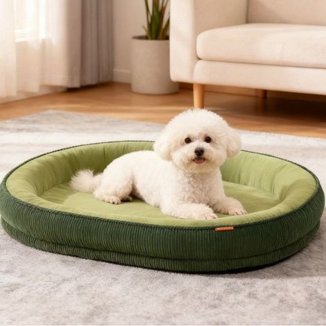 Couchage orthopédique pour chiots et petits chiens, mousse haute densité, coussins latéraux, base antidérapante. (1/5)
