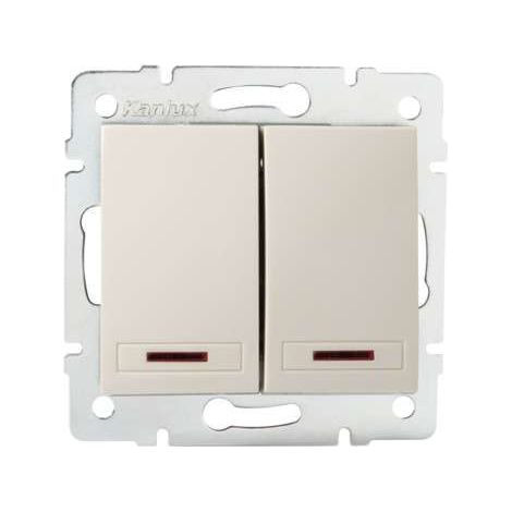Interrupteur double LED DOMO Kanlux crème encastré IP20 (1/5)