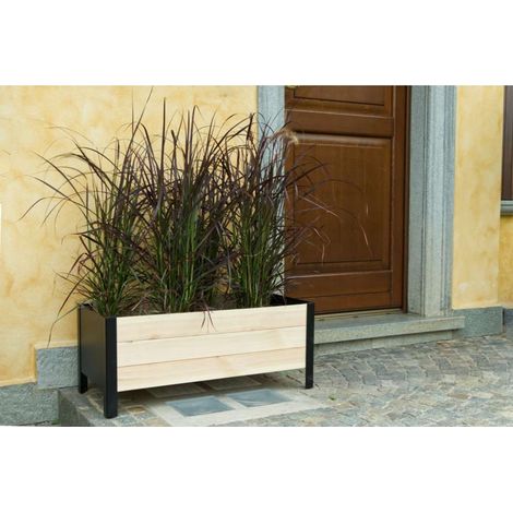 Fioriera in Legno da Giardino Terrazzo Rettangolare Vaso 118x36 (1/2)