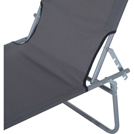 Chaise longue pliante, gris, jardin, solaire, protection, balcon piscine, Charge 120 kg, dossier 4 positions (1/5)