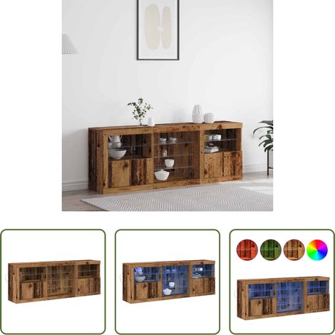LED-Beleuchtung - LED-Sideboard Altholz 181,5 x 37 x 67 cm Holzwerkstoff (1/5)