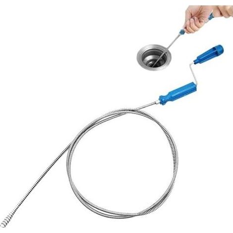 Abflussspirale für Toiletten und Rohre, 1,7 m x 5 mm, Rohrreiniger mit Kurbel, Spiral-Abflussreiniger – Beseitigung von Abflussverstopfungen, Abflussreinigungssonde (1/5)