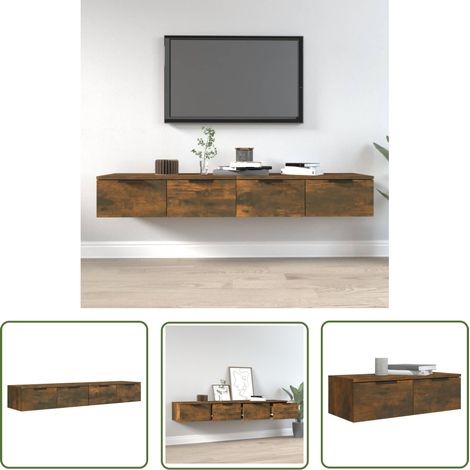 The Living Store Wandschränke 2 Stk. Räuchereiche 68x30x20 cm Holzwerkstoff - Wandregal - Regal - Hängeschrank - Holzschrank - Küchenregal (1/5)