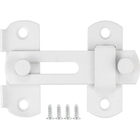 Verrou de Porte coulissante 4 Pouces en Acier Inoxydable avec vis pour Chambre, Salle de Bain, fenêtre, Petit verrou de sécurité Coulissant, Blanc (1/5)