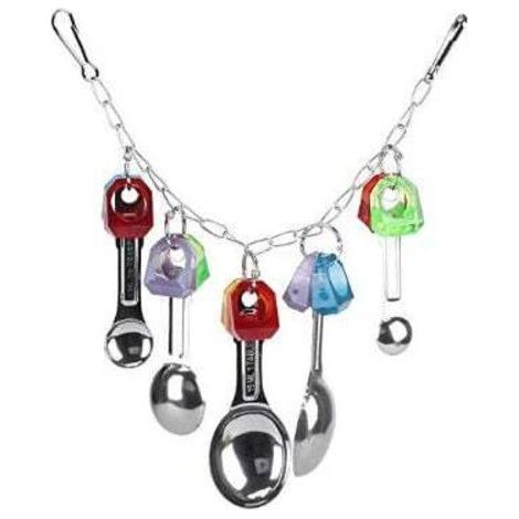 Lovebird Hanging Parrot Toy Cage with Colorful Metal Spoon (1/4)