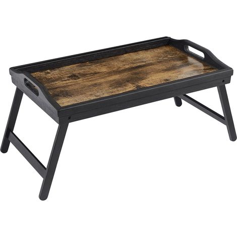 Table de lit avec pieds en bambou réglables support pour ordinateur portable plateau snack petit-déjeuner marron (1/4)