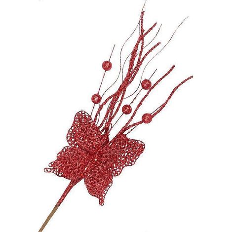 Couronne de Noël artificielle, accessoires pour sapin de Noël, bouquet, décoration à faire soi-mêmerouge (1/5)
