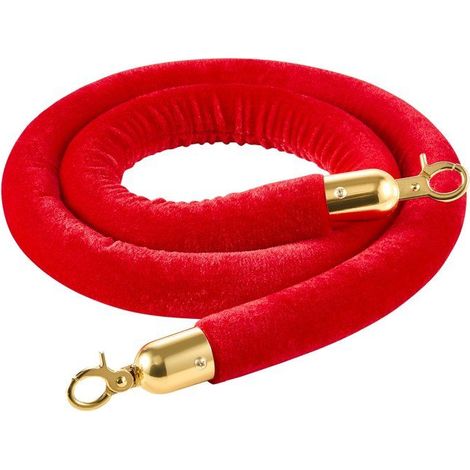 Cordon de délimitation en velours rouge - Lot de 2 - 1,5 m - Crochets dorés - Crochets en zinc (1/5)