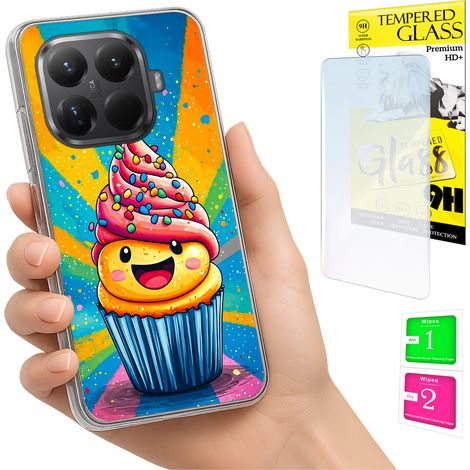 Custodia per Xiaomi 15T Pro con grafica Cake e vetro 9H. (1/5)