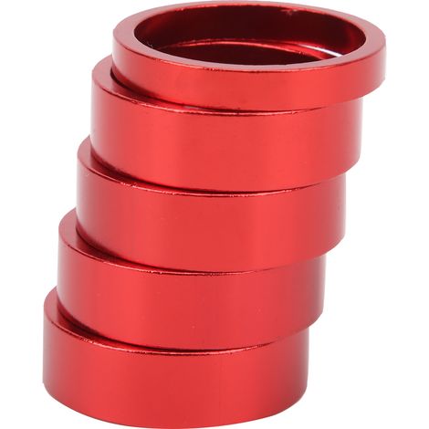 Kit de 5 entretoises de fourche VTT 28,6 mm - Cales de potence de vélo, rouges (1/5)