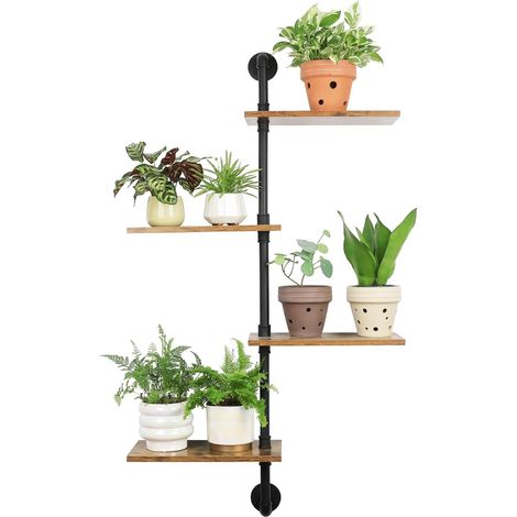 Support Plantes d'Intérieur ,étagère en métal avec Cloisons en bois,pour Cuisine, Salon & Bar (4floors) (1/5)