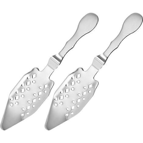 Lot de 2 cuillères à absinthe en acier inoxydable, cuillères à absinthe creuses, cuillères à absinthe pour bar à absinthe et fontaines à absinthe-16.10X3.50X1.00CM-Silver (1/4)