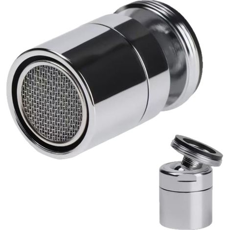 M24 360° drehbarer Strahlregler-Wasserhahnfilter, Zubehör mit Edelstahl- und ABS-Filter für Küche und Bad