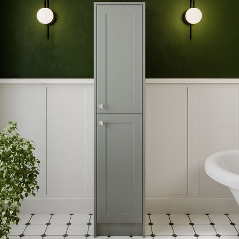Park Lane Oxford Grey Traditional Tall Bathroom Cabinet 1600 x 350mm (1/5)