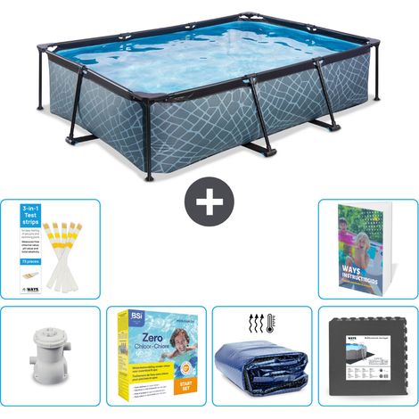 Exit Pool Rechteckig - Steinoptik - 300x200x65 cm - 7-teilig S285