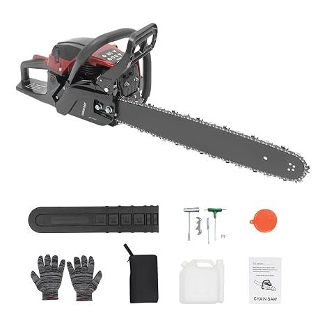 DIFU Tronçonneuse à essence 58 cm³ avec diamètre de coupe de 20", tronçonneuse à moteur manuelle, avec outils pour scier le bois dans la forêt et le jardin (1/5)