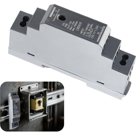 Bloc d'Alimentation pour Rail DIN - Sortie 12V DC 1,25 A 15W, Entrée 200-240 V AC 50/60 Hz, Compatible avec Rail DIN Standard TS 35/7,5 et TS 35/15, pour Domotique et Systèmes de Sécurité (1/5)