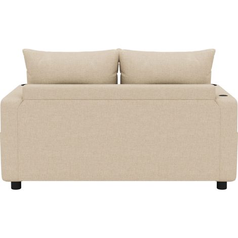 3-in-1 ausziehbares Schlafsofa 2-Sitzer mit USB-C, Becherhaltern und Seitentaschen, beige (1/5)