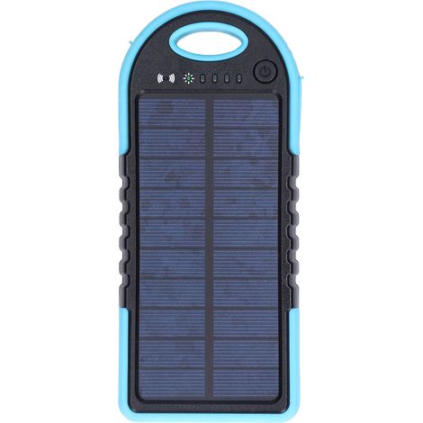 Batterie externe solaire sans fil 10 000 mAh, charge rapide 18 W, USB Type-C QC 3.0 PD, bleue (1/5)