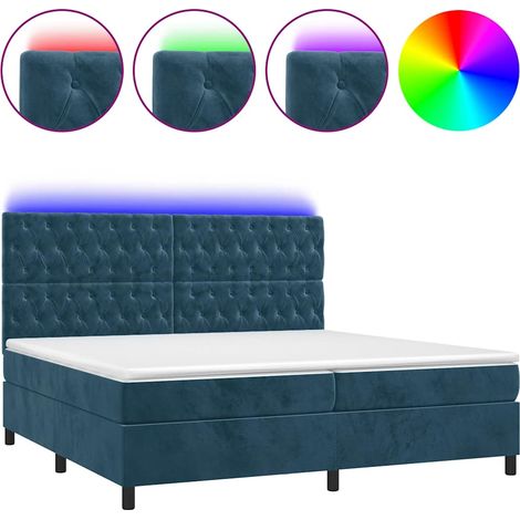 Maison Exclusive - Letto a Molle con Materasso e LED Blu Scuro 200x200 cm (1/5)