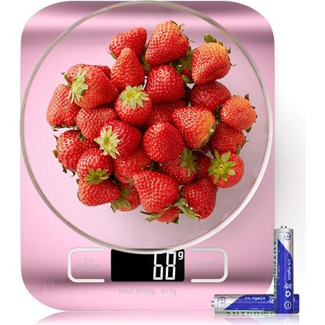 Balance Alimentaire, Balance de Cuisine Numérique Capacité de 22 lb/10 kg, 6 Unités avec Fonction Tare Balance Alimentaire pour la Cuisine, la Pâtisserie et la Préparation des Repas Or Rose