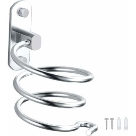 ZVD-Hair Dryer Holder Aluminum Wall Mount Hair Dryer Cable Holder for Kitchen Bathroom Bathroom Accessories (Silver) (1/4)