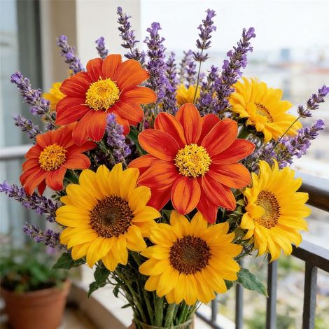Lot de Graines de Fleurs – 300 Graines Tournesol Mexicain + 300 Graines Tournesol Classique + 1000 Graines Lavande, Mélange Non-OGM, Floraison Abondante pour Jardin, Balcon et Pots (1/5)