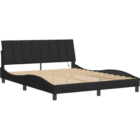 vidaXL Giroletto con LED senza Materasso Hanko Nero 160x200 cm in Velluto (1/4)