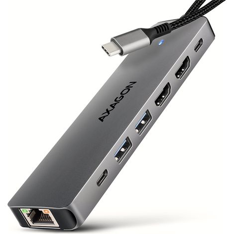 Concentrador de E/S USB-C 7 en 1 dual 4K/0,15 M HMC-7HX2 AXAGON (1/2)