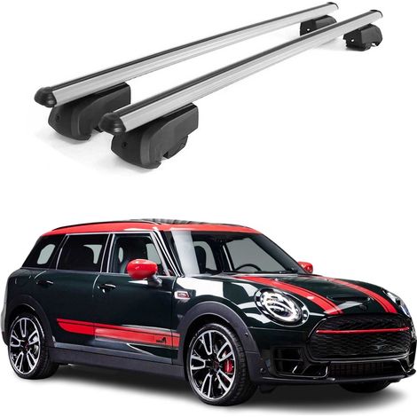 OMAC Aluminium Dachträger Querträger für Mini Clubman mk2 F54 2015-2024 – City Crash – ISO/PAS 11154:2006 – Abschließbar – Max. 75 kg – 2 Stangen Silber (1/5)