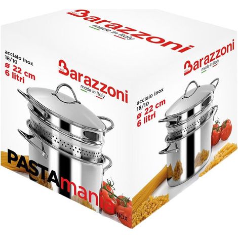 Barazzoni Cuocipasta Pastamania Inox 18/10 Fondo Triplen 22 Cm 6 Lt