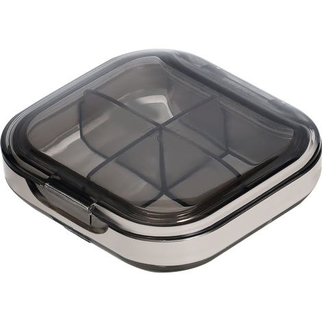 Boîte à pilules portable mini transparente noire, distributeur de médicaments de voyage, boîte de rangement hermétique en matériau de qualité alimentaire. (1/5)