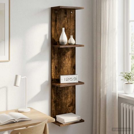 vidaXL Étagère Murale Chêne fumé 22 x 15 x 100 cm Bois d'ingénierie (1/5)