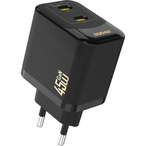 Cargador de pared Dudao A28PEU PD de 45 W GaN con 2 puertos USB - Negro (1/5)