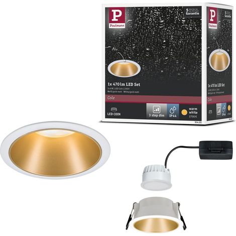 Spots encastrés Cole rond incl. 1x6,5 watts gradable projecteurs encastrés Blanc, Doré mat Lampe encastrée plastique, Alu zinc Spot pour plafond 2700 K (1/5)