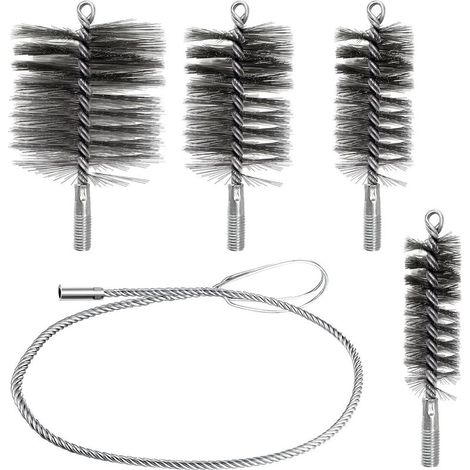 Pieces Hedgehog Sweeping Kit, Metal Brush, Chimney Cleaning Pellet Stove, Cleaning Soft Sheaths, Cleaning Stove Pipes and Rust Removal (1/5)
