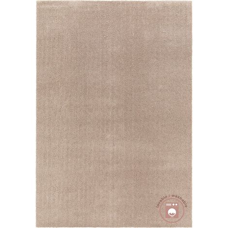 Tapis de Salon et Chambre Lavable en Machine en Velours Doux Beige Sable Taille L - PANGIVO (1/5)