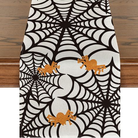 Halloween-Tischdecke aus Leinen, Tischdekoration für Zuhause, Halloween-Partydekoration (1/2)