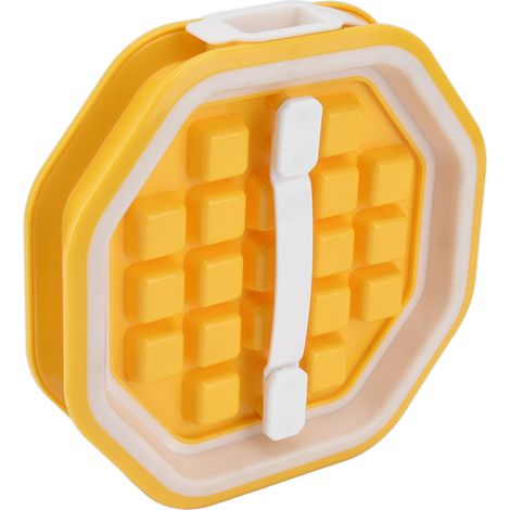 2-in-1 tragbare gelbe Eiswürfelform, faltbare Rautenform für Picknicks, DIY-Eiswürfelform mit Wasserbefüllung. (1/5)